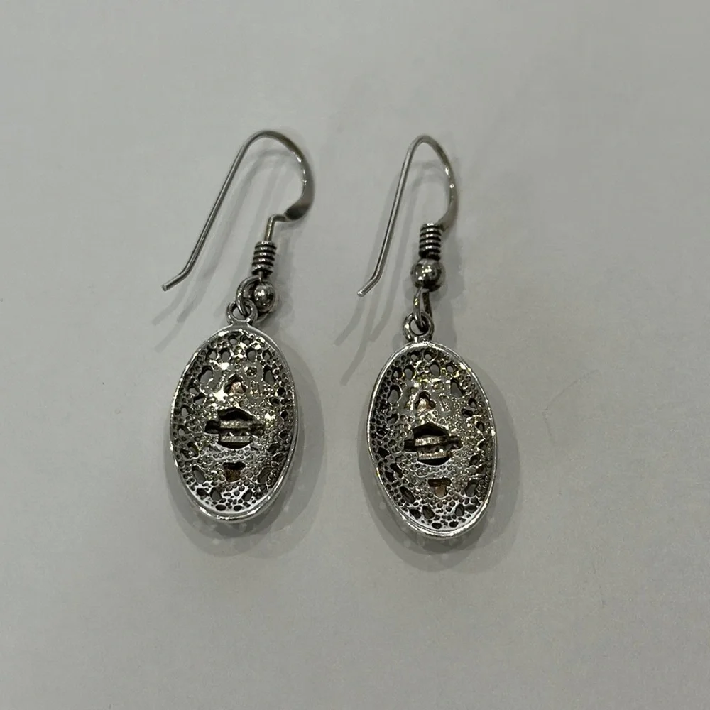 Harley-Davidson Black Hills Gold and Silver Earrings with Diamonds